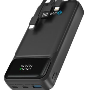 ZKE 20000mAh Power Bank with Built-in Cables + Digital Display 40% off